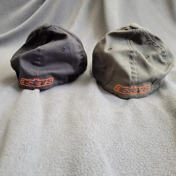 ALPINESTARS CORP Hat Cap Gray Green Flextfit Orange Logo 2PC - Picture 3 of 9